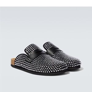 Embellished leather mules